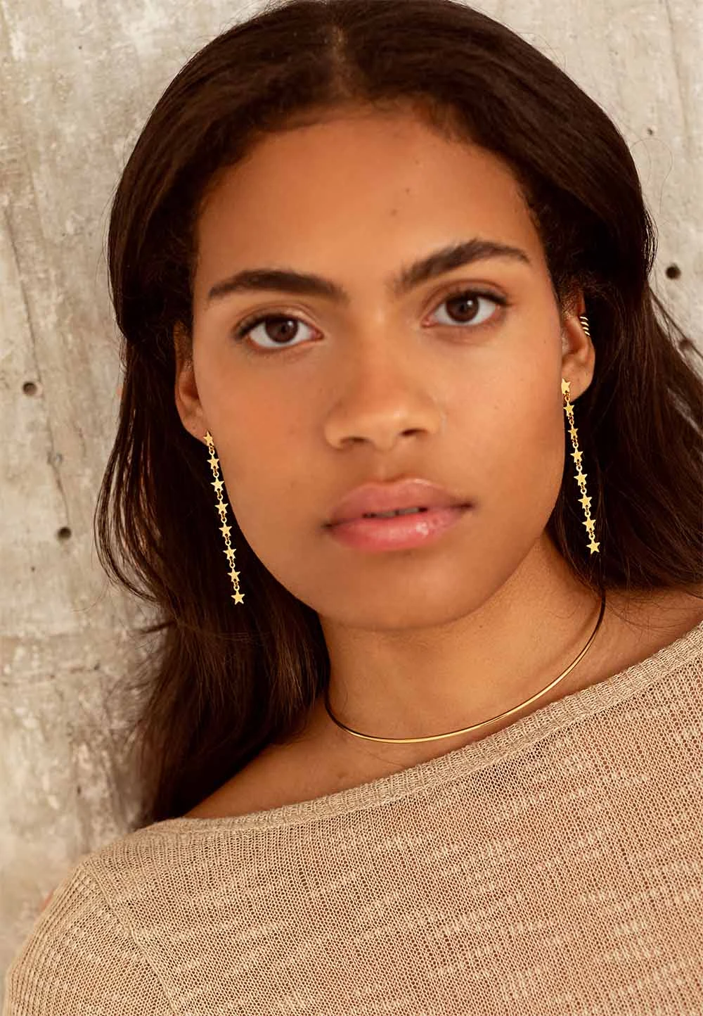 San Saru PENDIENTES ULKA CHAPADOS EN ORO - Image 3