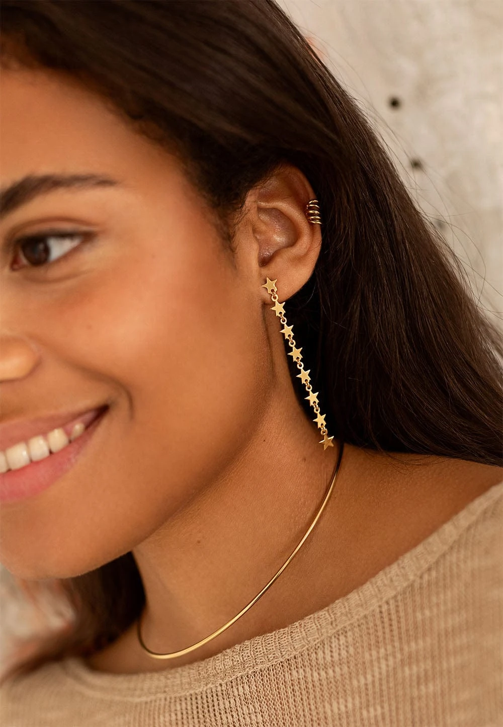 San Saru PENDIENTES ULKA CHAPADOS EN ORO - Image 2