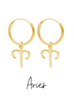 San Saru PENDIENTES ZODIACO (12MM) CHAPADOS EN ORO